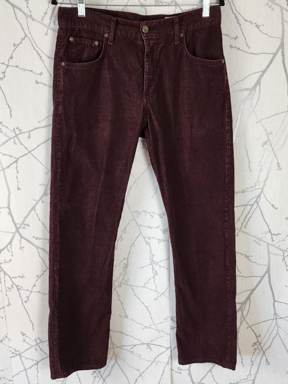 Rag & Bone Burgundy Cotton Corduroy RB15X Slim Straight Pants